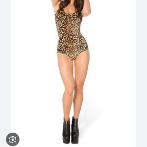 NWOT Blackmilk Velour Leopard Zipper Swim